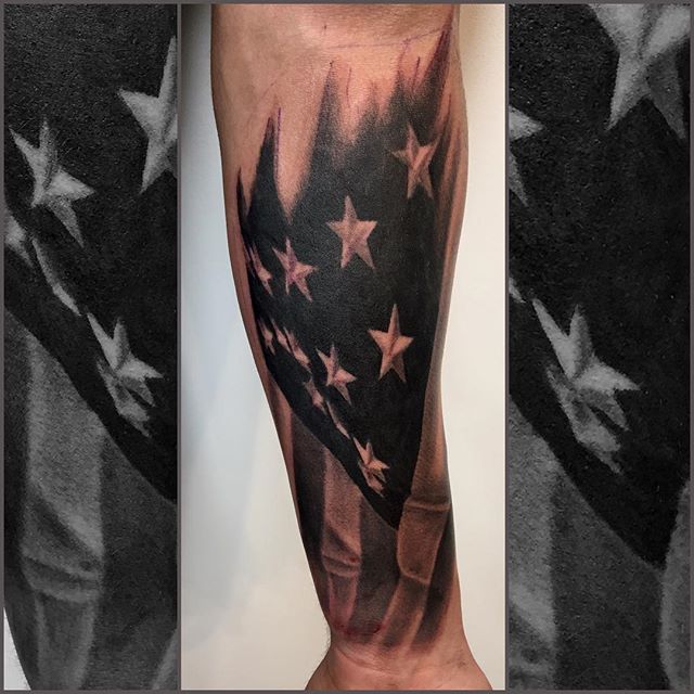 American Flag Forearm Tattoo Veteran Ink