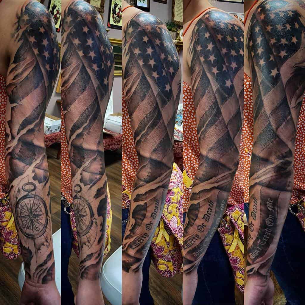 American Flag Sleeve Tattoo Ideas for Patriots