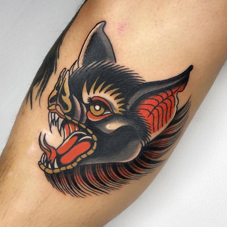 American Traditional Bat Tattoo By Mr Long Tattooer Tattoogrid Net