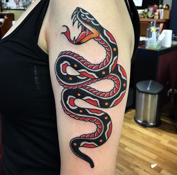 American Traditional Snake Tattoo: Meaning and Designs