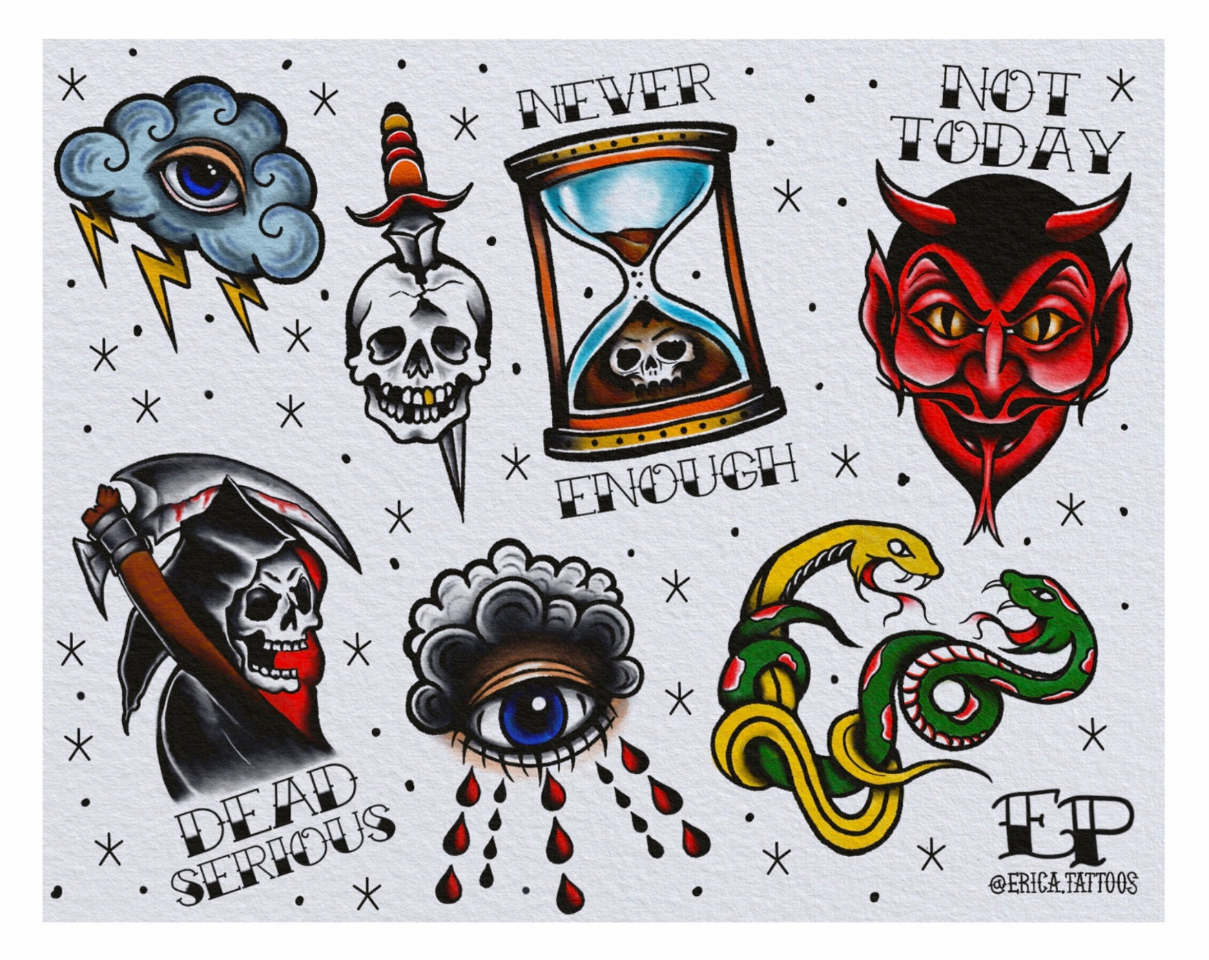 American Traditional Tattoos Flash Sheet Scribb Love Tattoo Design