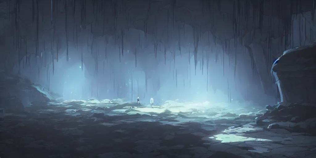 An Eerie Deep And Dark Cave By Makoto Shinkai Stable Diffusion