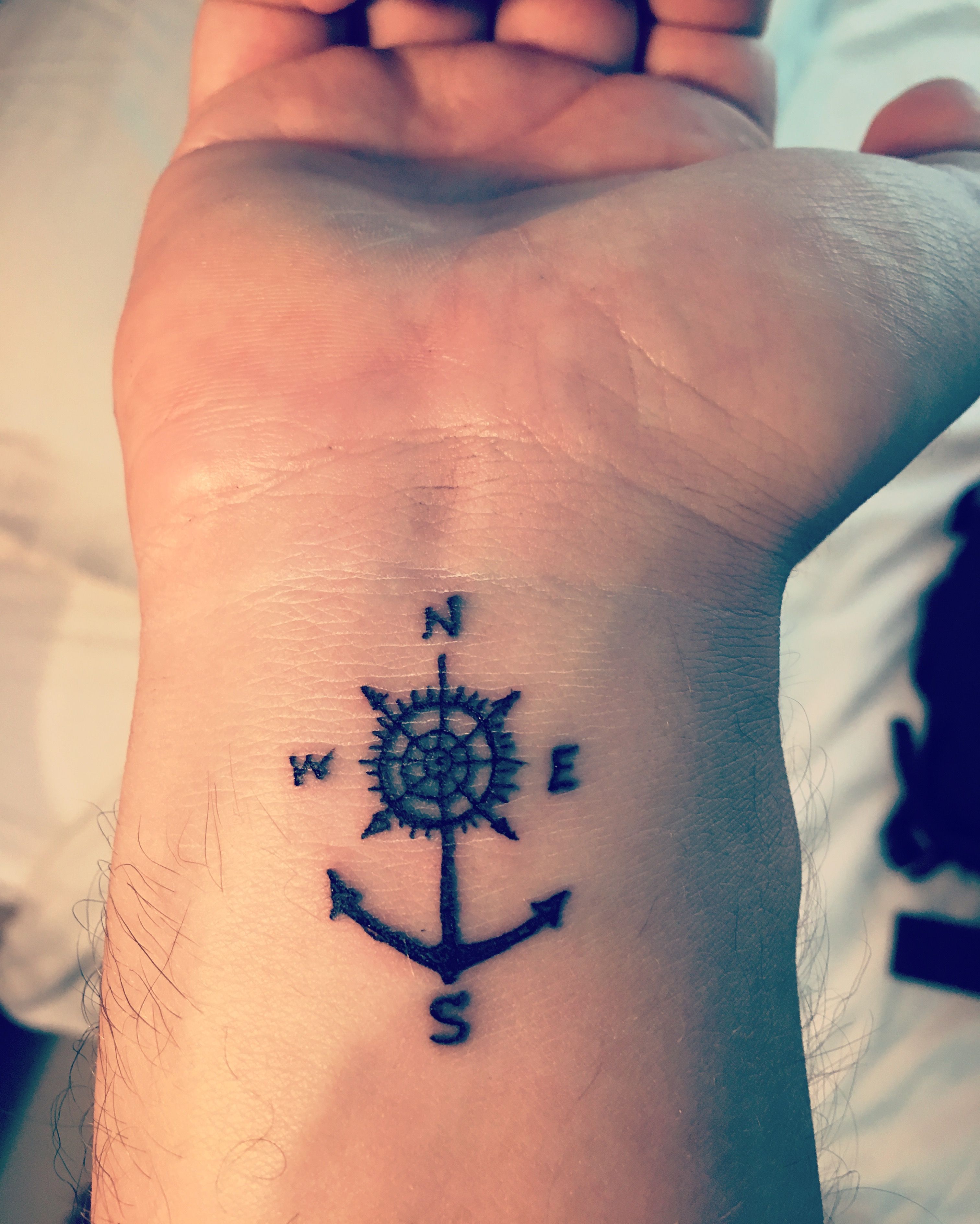 Anchor Compass Tattoo On The Wrist Tattoogrid Net