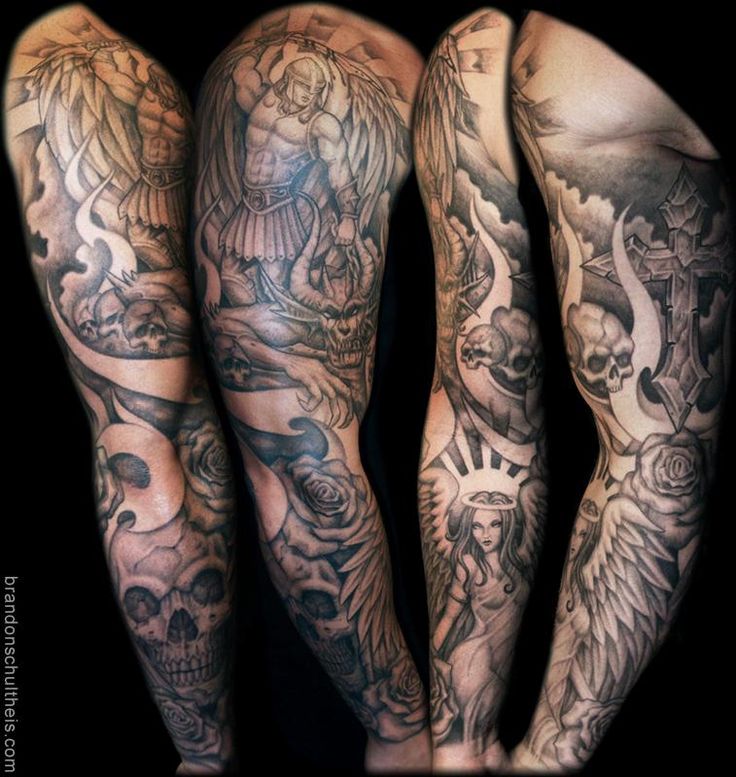 Angel Versus Demon Tattoo Sleeve Tattoo The Best Place On Web To