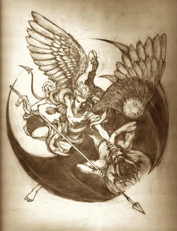 Angel Vs Demon Tattoo Demon Tattoo Archangel Tattoo Tattoo Drawings