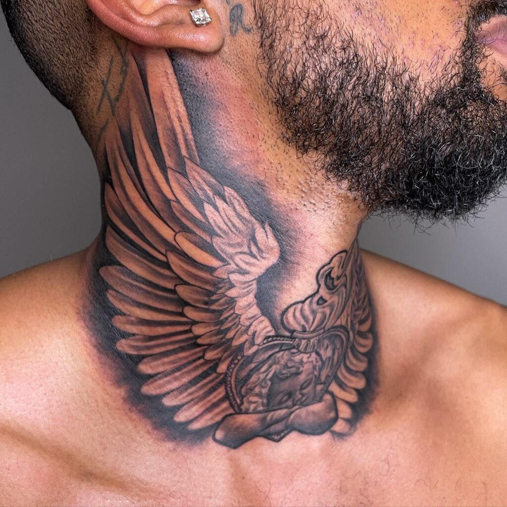 Angel Wing Neck Tattoo Tattoos Pinterest