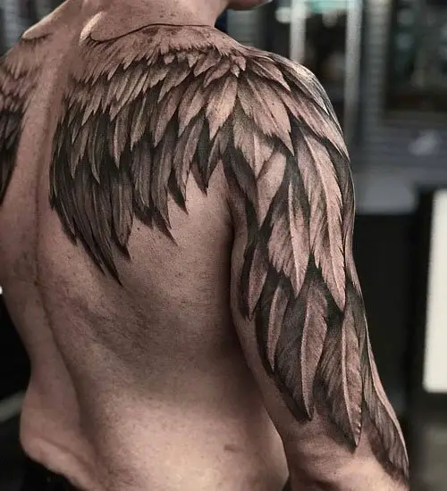 Angel Wing Shoulder Tattoos For Men