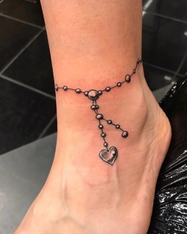 Ankle Bracelet Tattoos With Charms