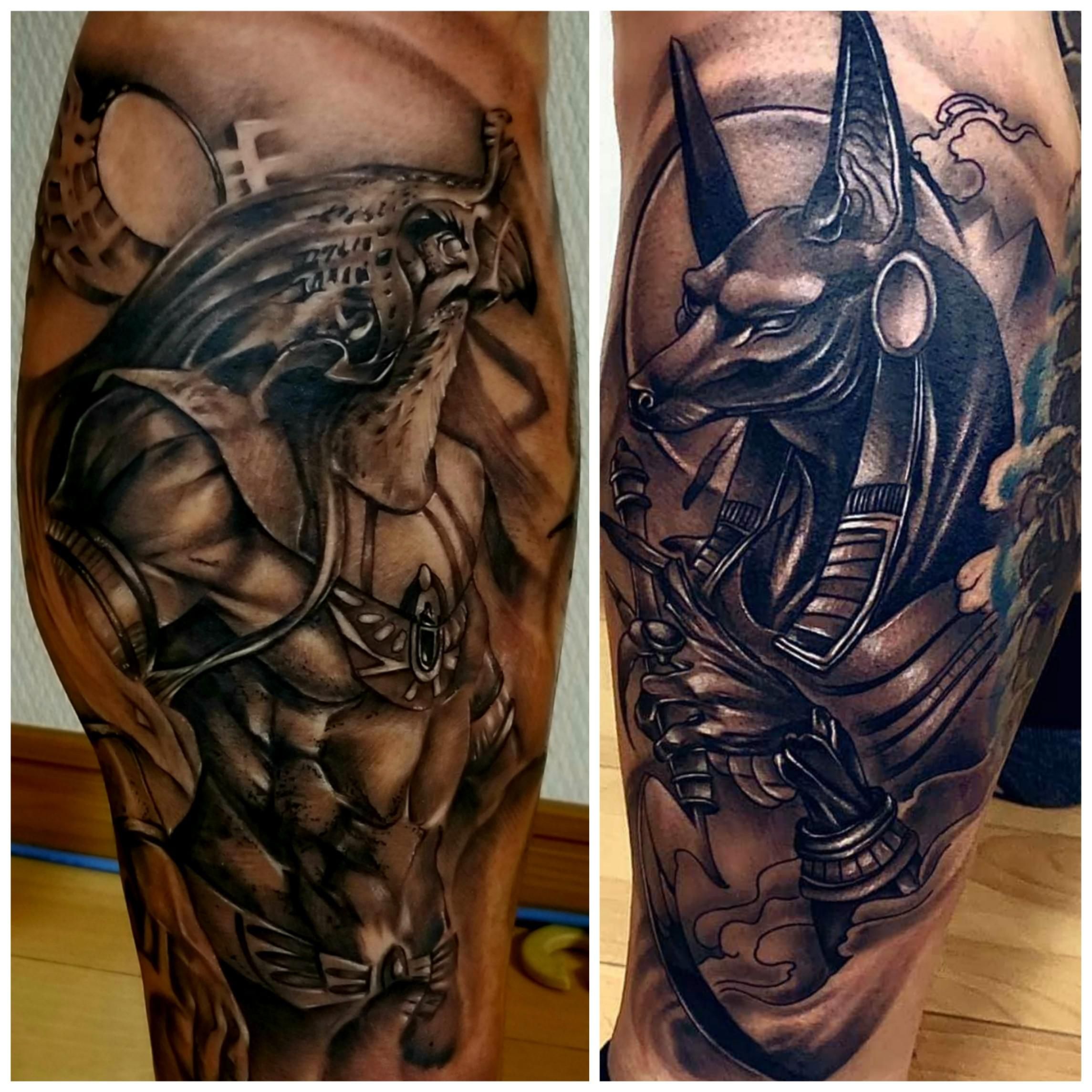 Anubis And Horus Egyptian God Tattoo