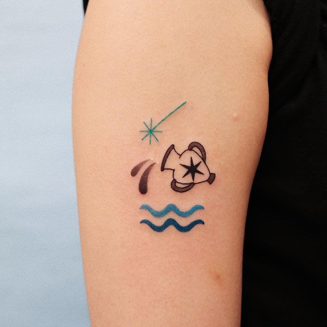 Aquarius Tattoos Male Minimalist