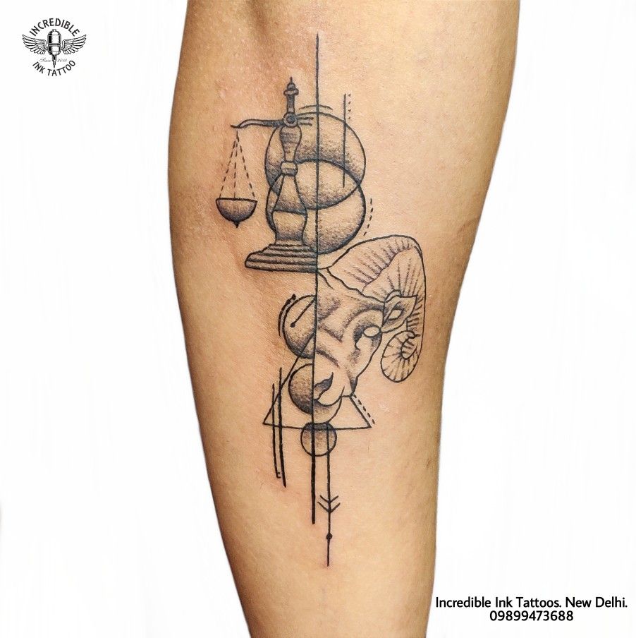 Aries Libra Geometrical Tattoo Taurus Tattoos Aries Tattoo Libra Tattoo