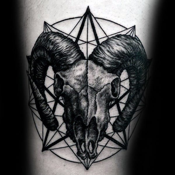 Aries Ram Skull Tattoos