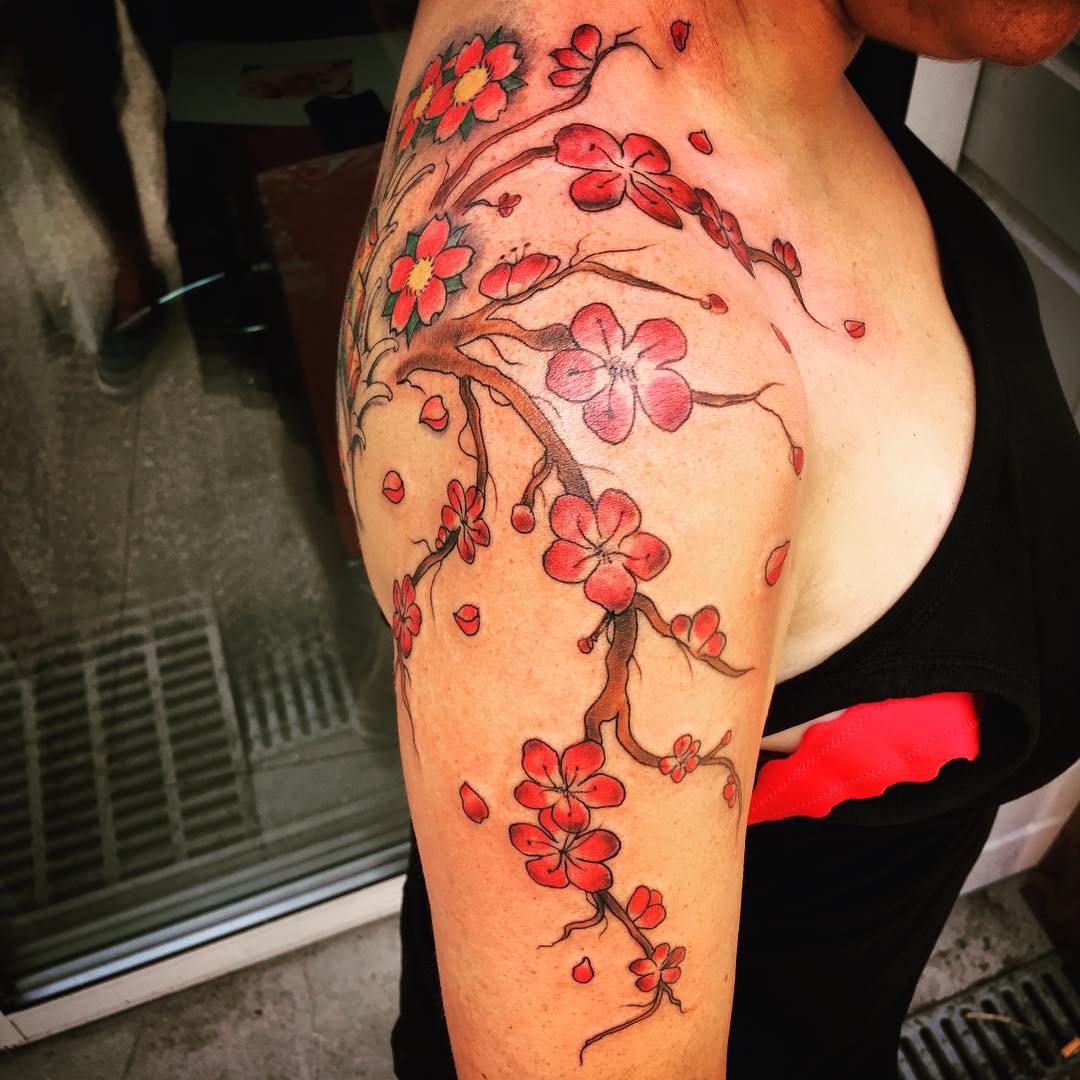 Arm Cherry Blossom Tree Tattoo Cherry Tree Tattoos Cherry Blossom