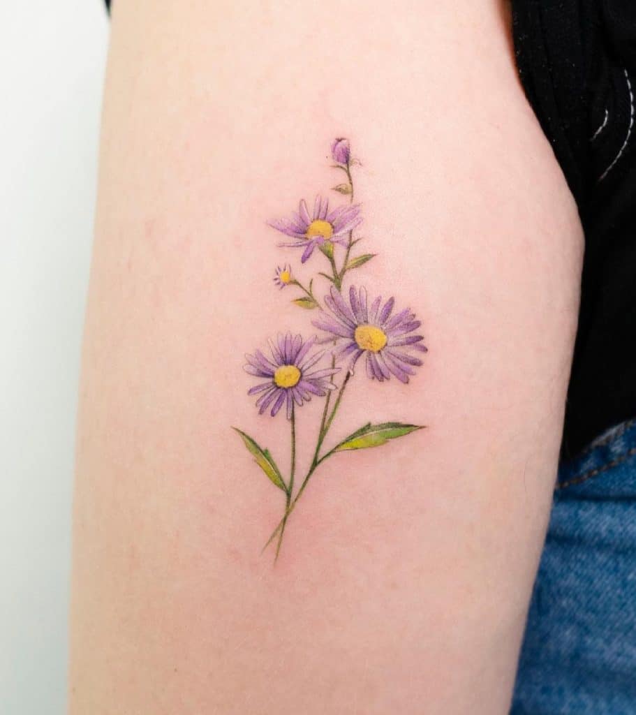 Aster Tattoo Aster Flower Tattoos Lilac Tattoo Purple Tattoos