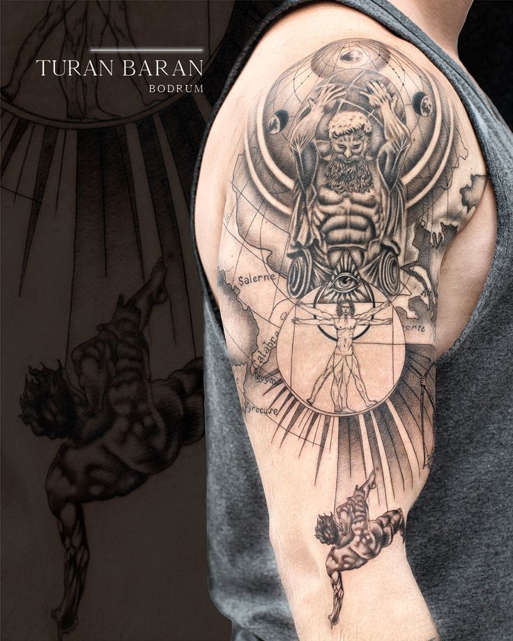 Atlas Tattoo Ikarus Tattoo Apollon Geometrik Man Arm Tattoo Map