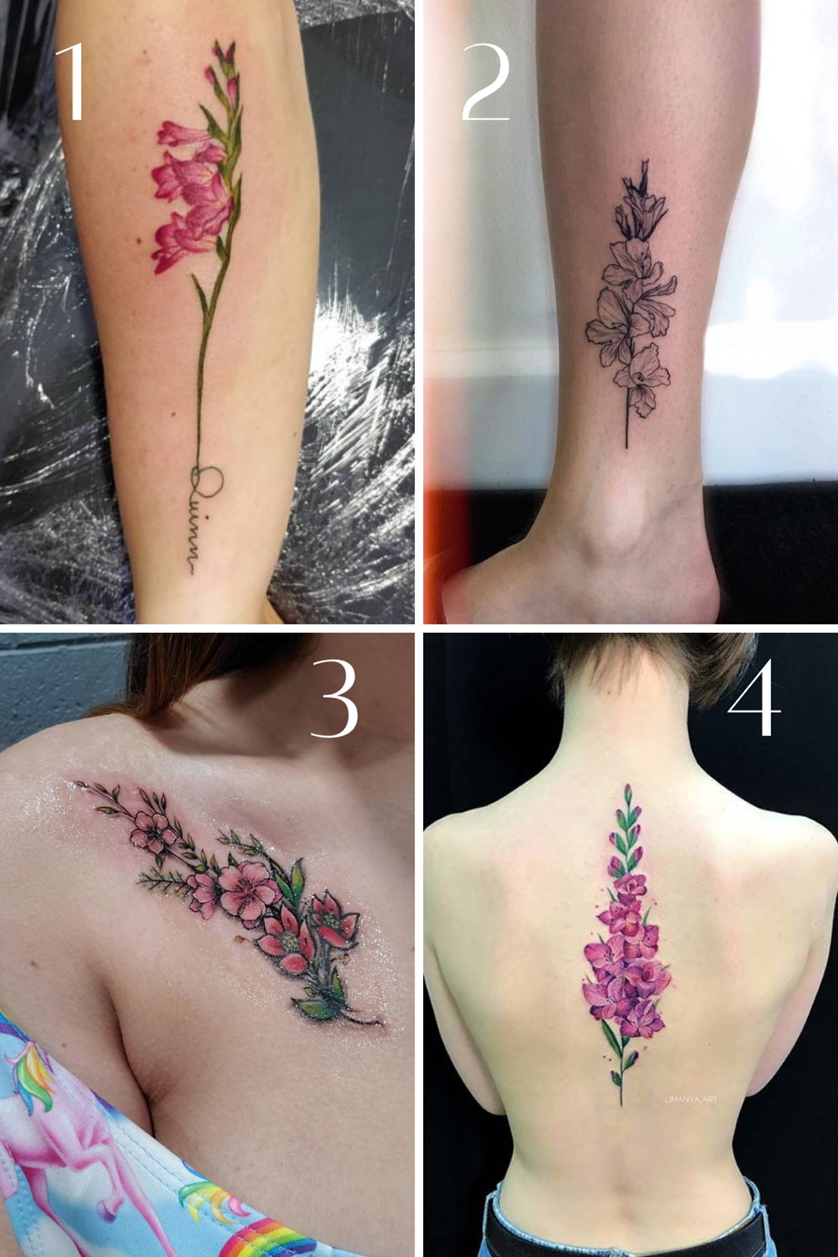 August Birth Flower Gladiolus Tattoo