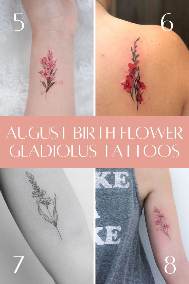 August Birth Flower Tattoos Poppies Gladiolus Tattooglee Birth