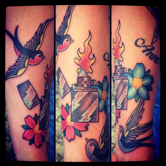 Awesome Zippo Lighter Tattoo Art By Instagram Fan Dannyvanderbeek