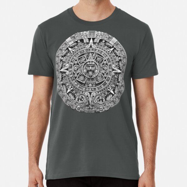 Aztec Calendar Sun Stone Greyscale By Ninjangulo Redbubble Aztec