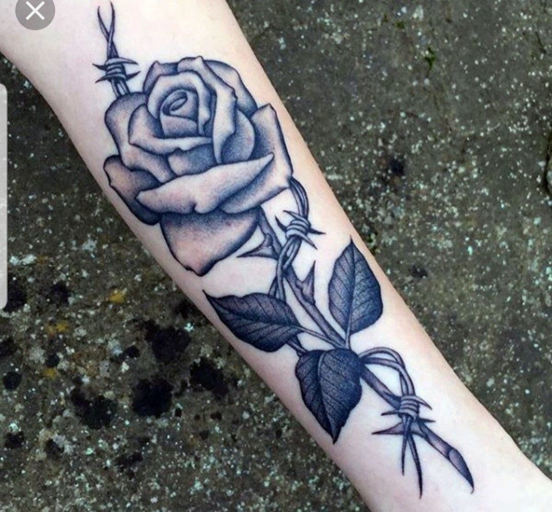 Barbed Wire And Rose Tattoo Done On Oriana Sabatini S