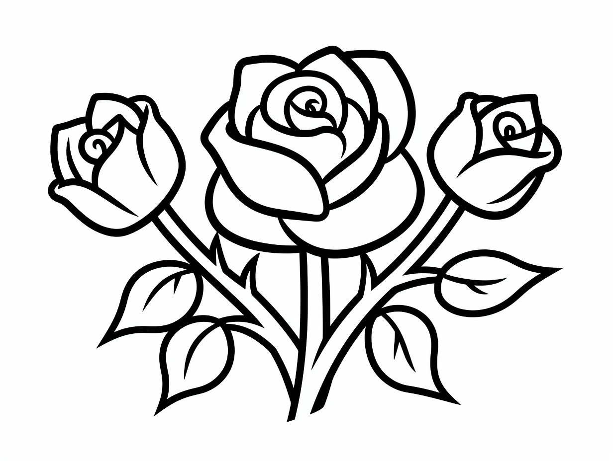 Beautiful Roses Black White Coloring Stock Vector Royalty Free