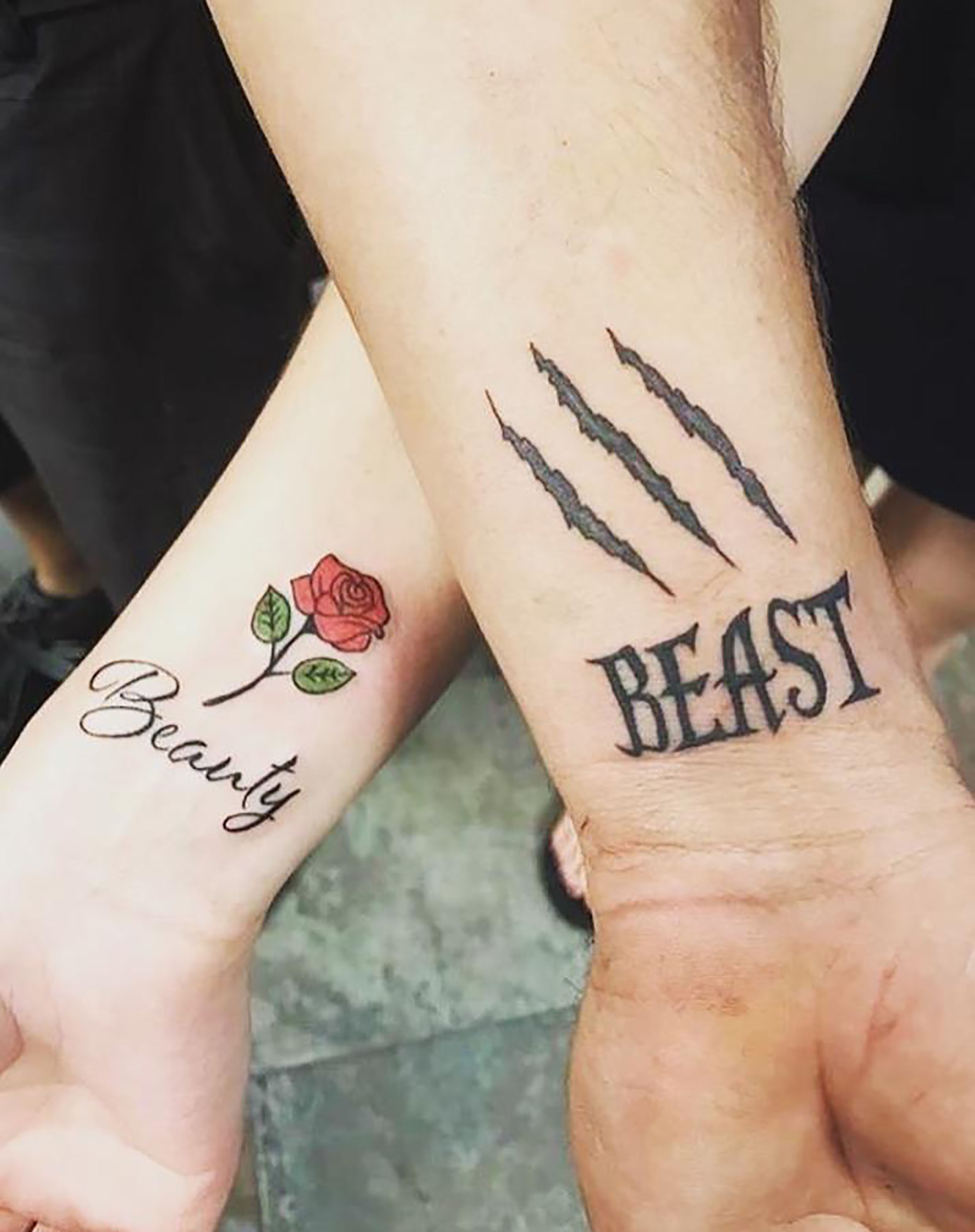 5 Creative Beauty and Beast Tattoo Couple Ideas