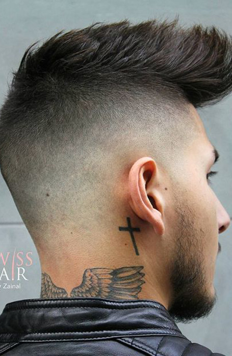 Behind The Ear Cross Tattoos For Men