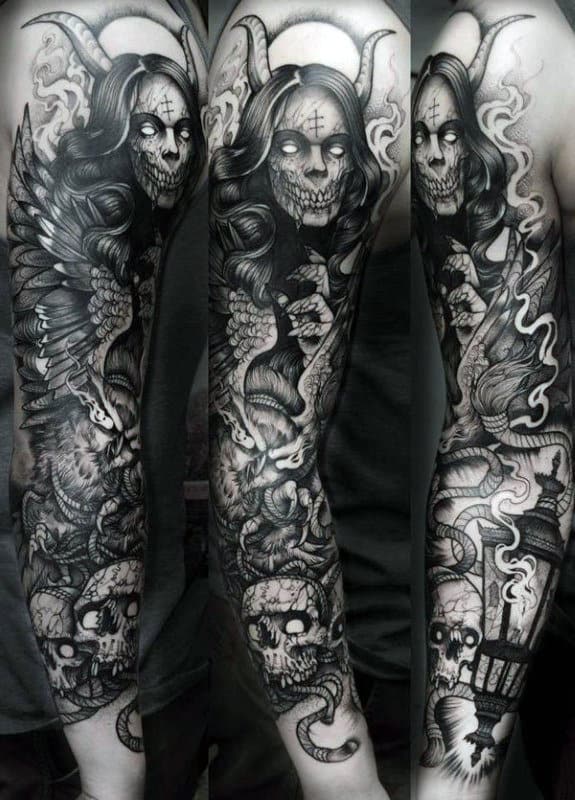 Best Skull Tattoos For Men Skull Sleeve Tattoos Evil Skull Tattoo