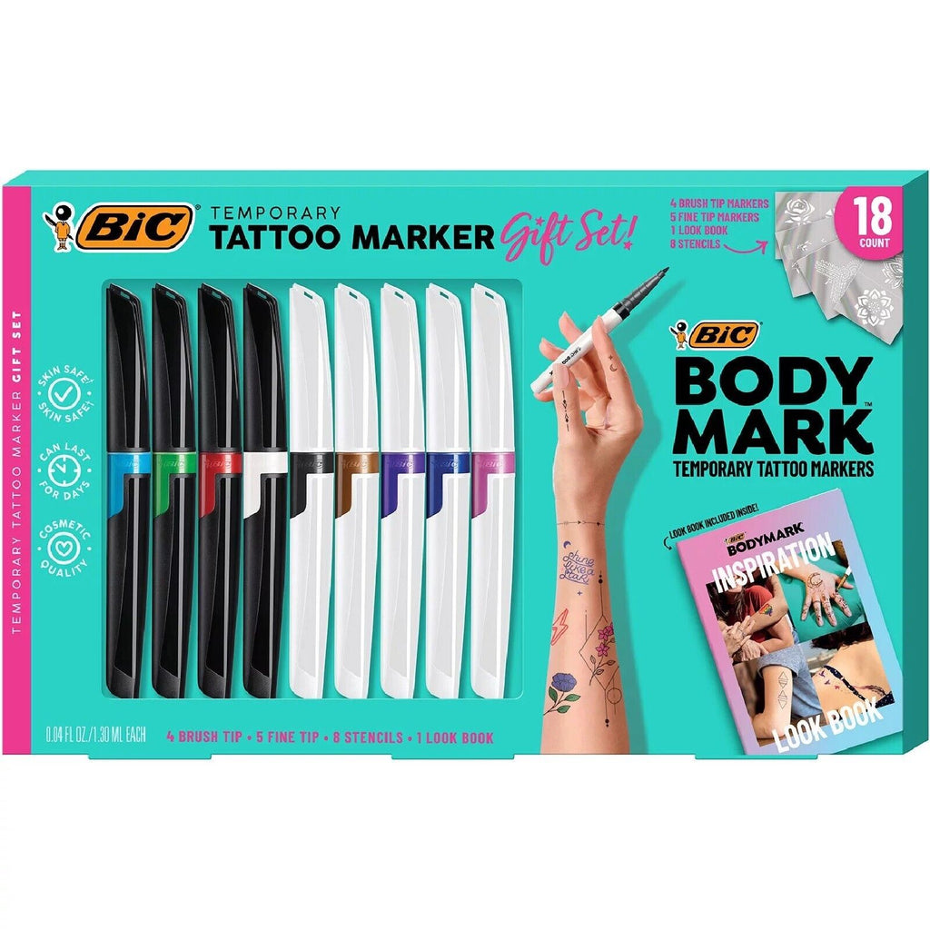 Bic Bodymark Temporary Tattoo Art Markers With Fine Tip Assorted