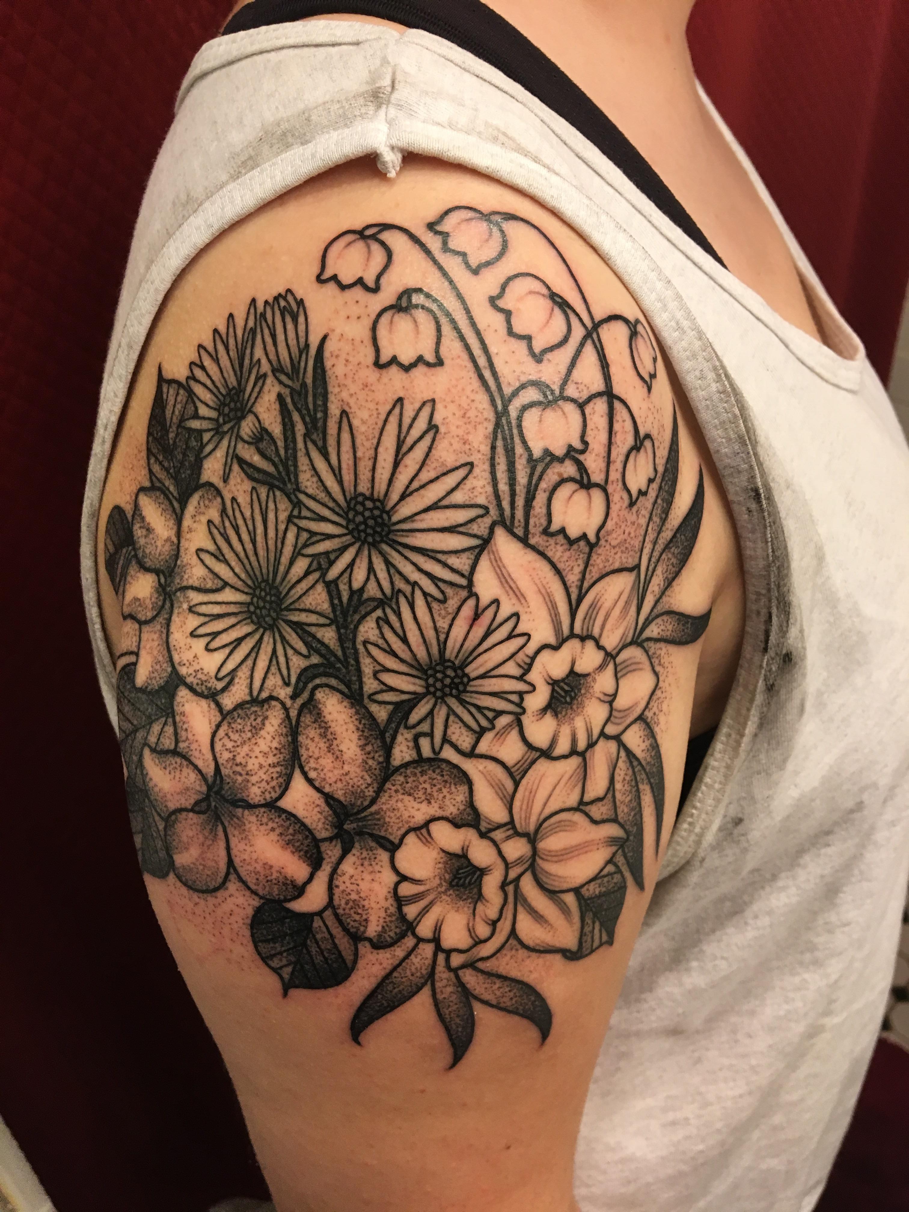 Birth Flower Piece Done By Gina Ilczyszyn At Davinci Tattoo In Wantagh