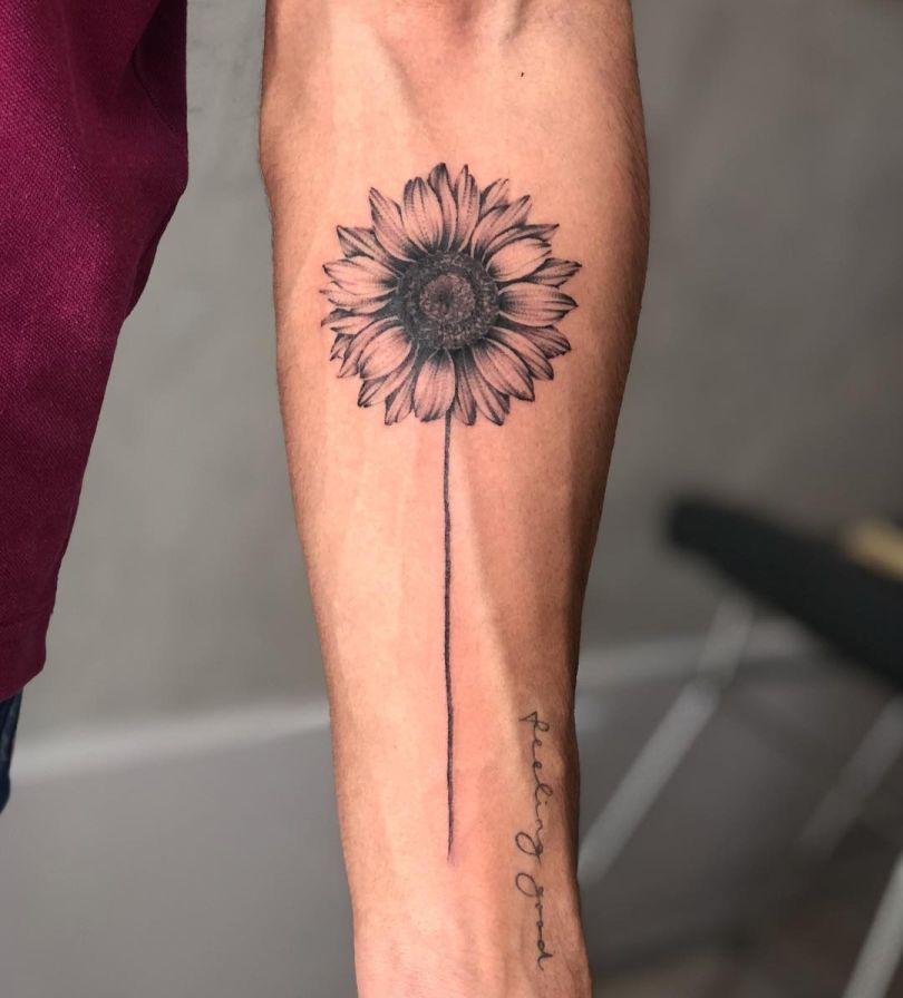 Black And Gray Sunflower Tattoo By Mitch In 2021 Black And Grey