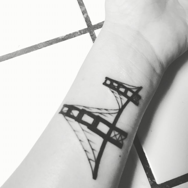 Black And White Elegant Golden Gate Bridge Tattoo Design