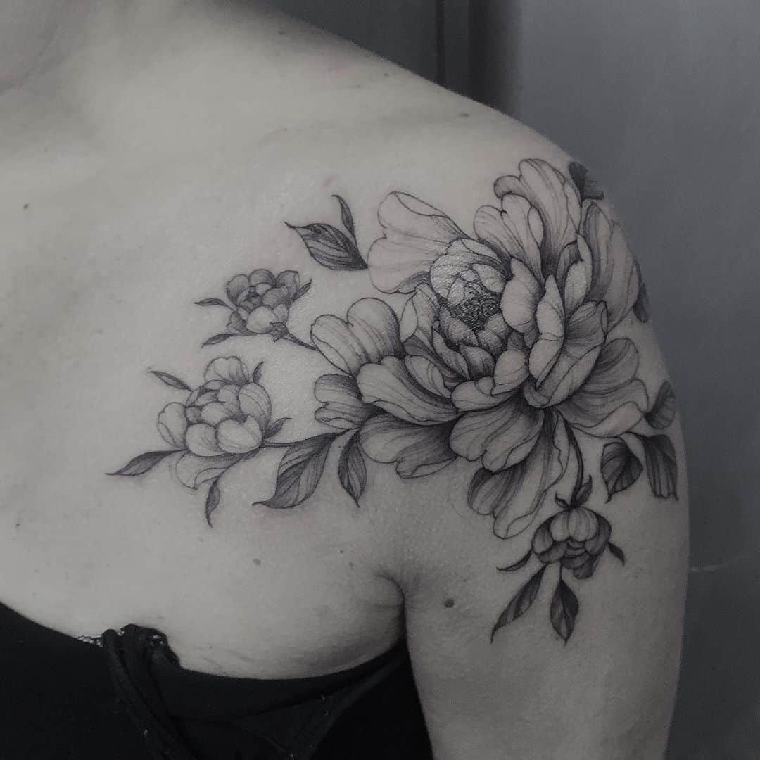 5 Stunning Black And White Peony Tattoo Ideas