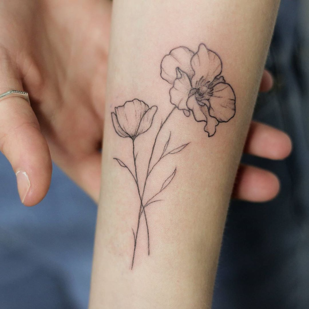 Black And White Poppy Tattoo