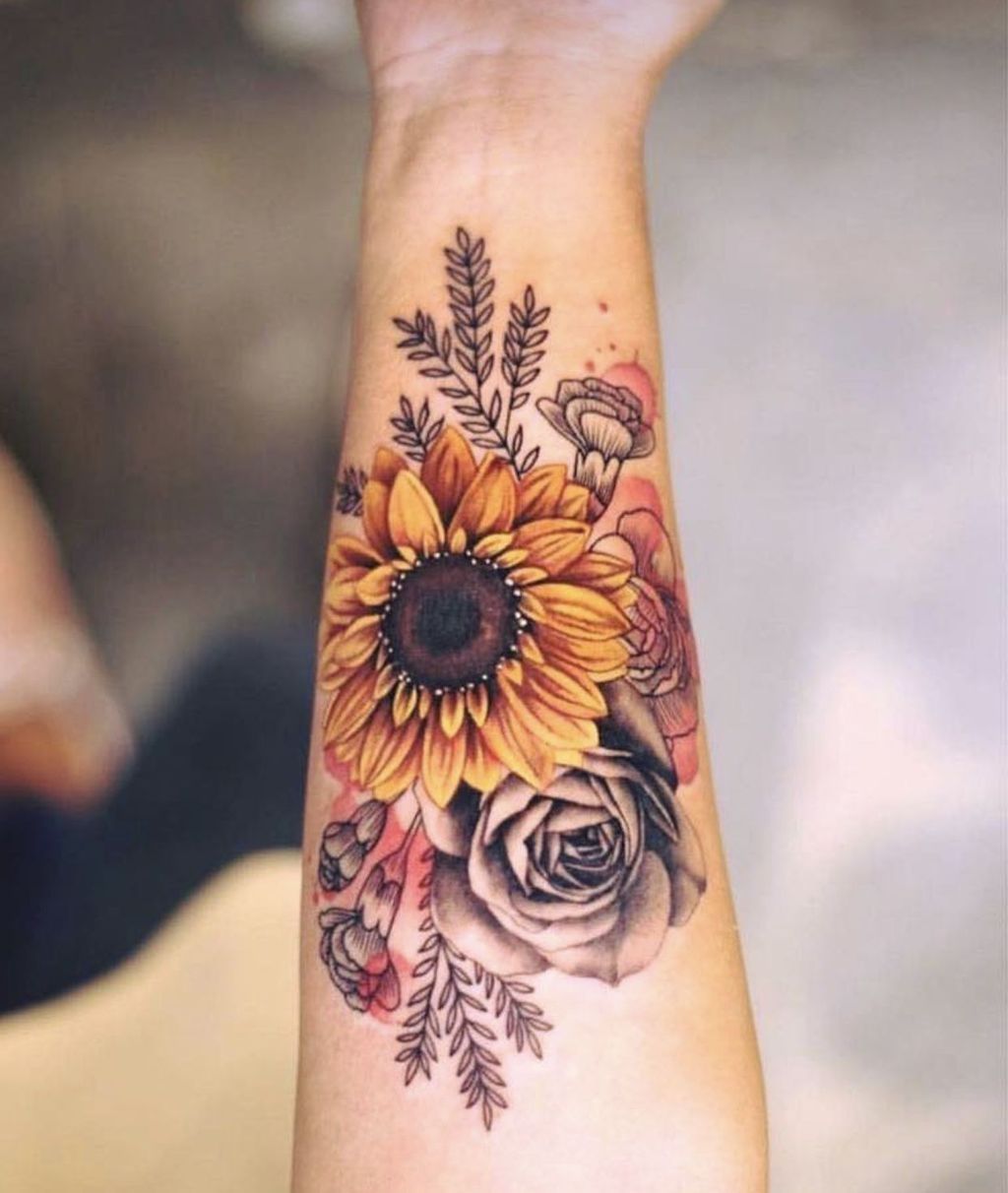 Elegant Black and White Sunflower Tattoo Ideas