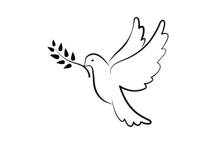 Black Icon White Dove Symbol Of Peace Stock Illustration