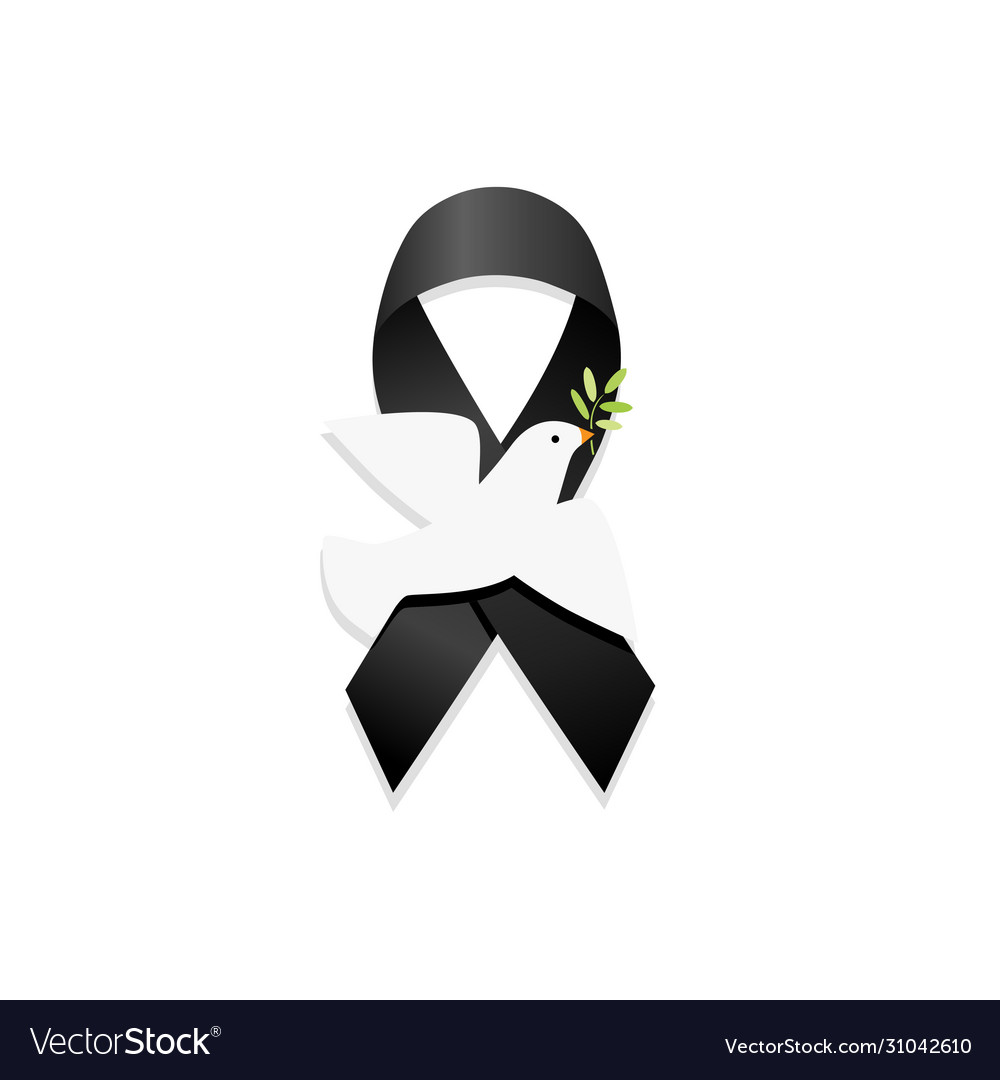 Black Ribbon With Peace Dove Royalty Free Vector Image