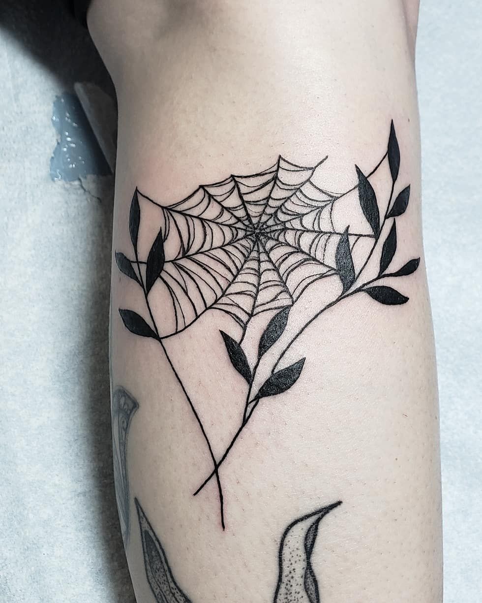 Black Spider Web Tattoo On The Elbow Tattoogrid Net