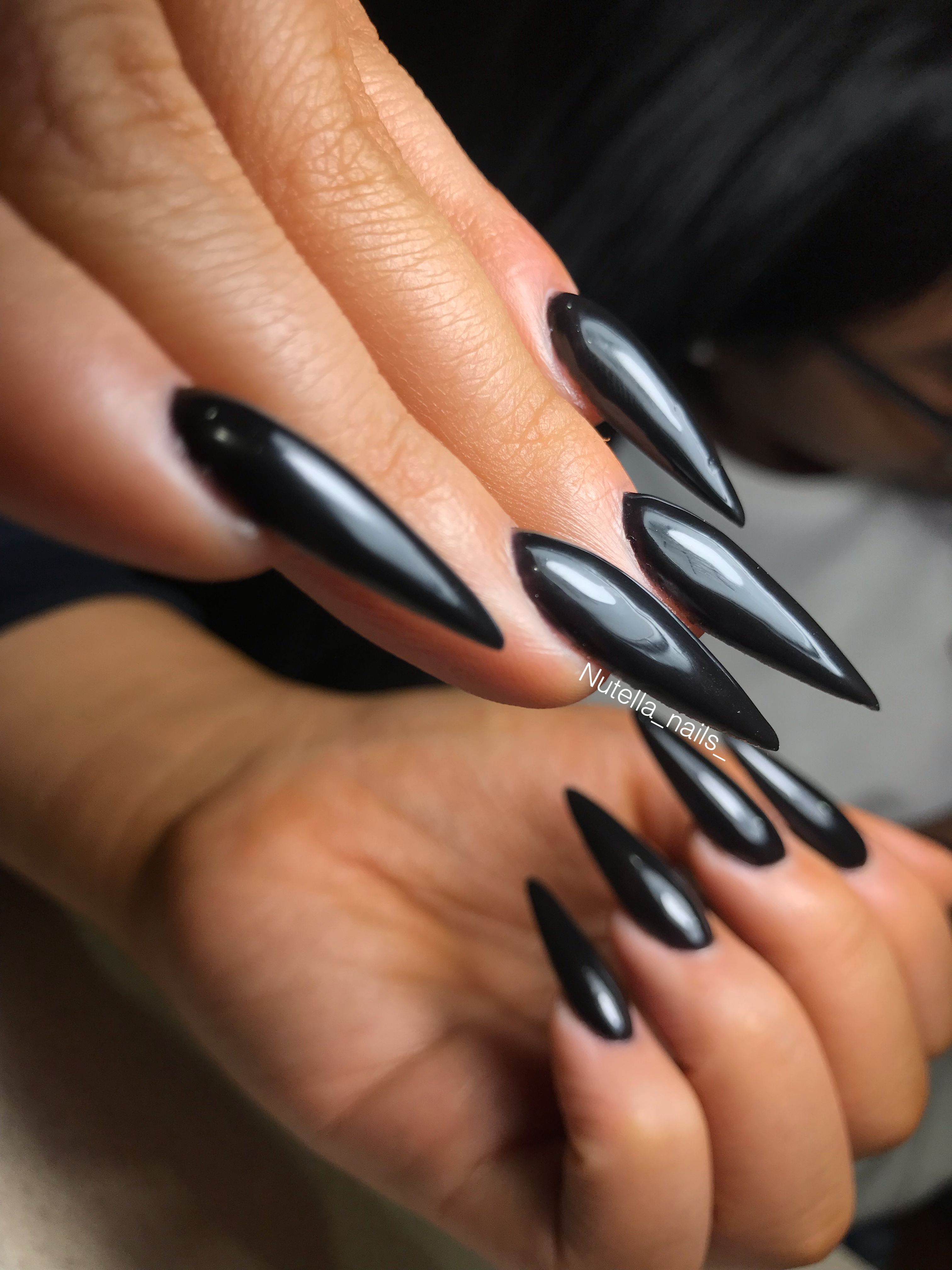 Black Stiletto Nails With A Touch Of Sophistication Lavender Nails