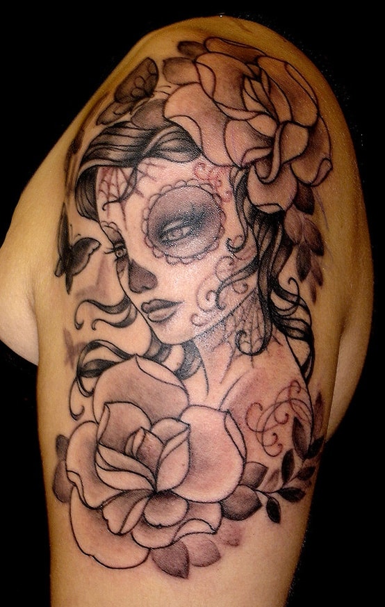 Stunning Black and White Sugar Skull Tattoo Ideas