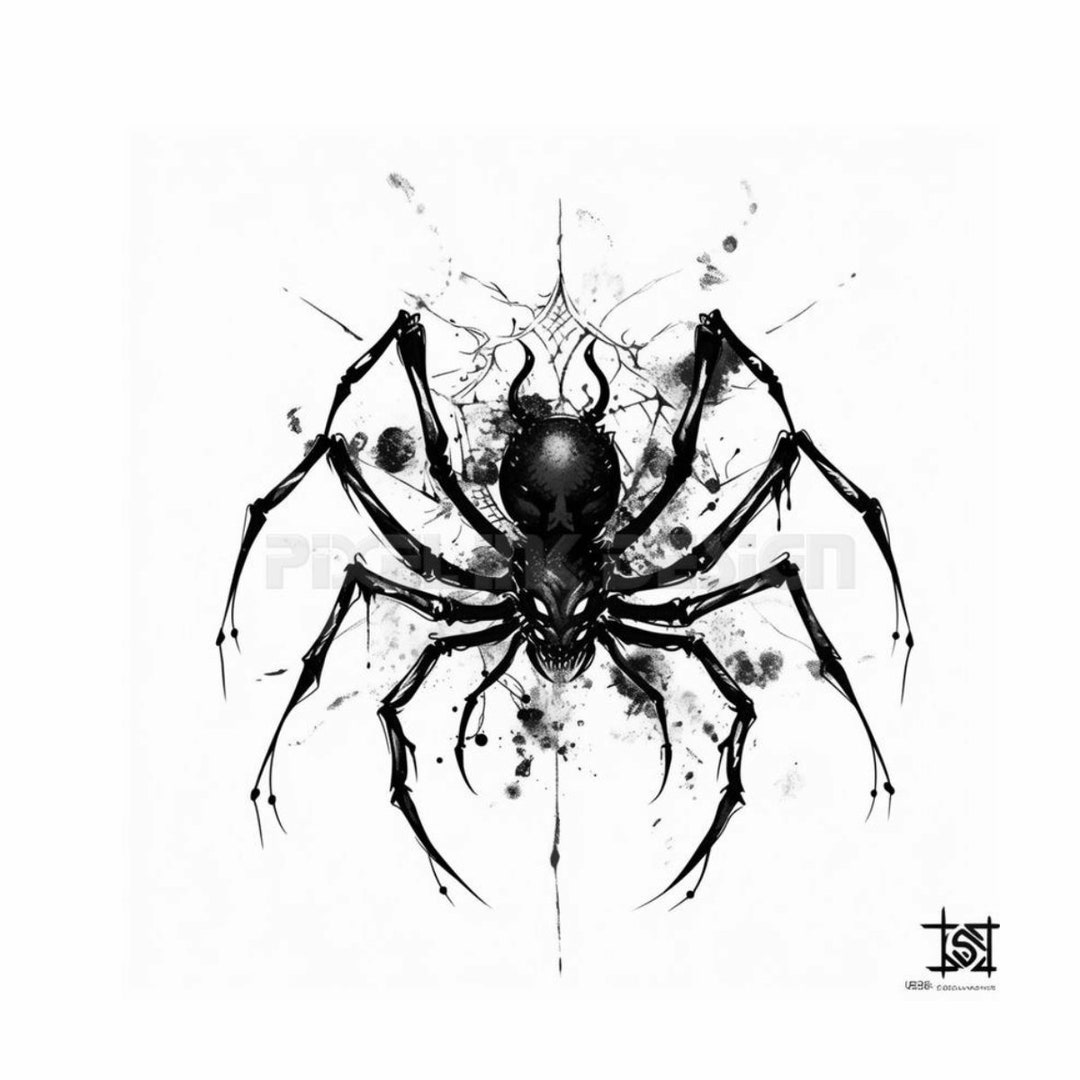 Black Widow Spider Tattoo Design Detailed High Resolution Digital Art