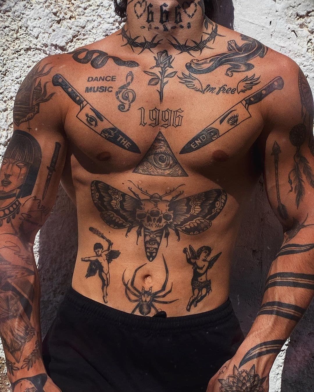 Black Work Tattoo Torso Tattoos Rose Chest Tattoo Chest Tattoos