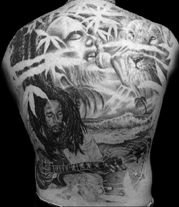 Bob Marley Back Tattoo