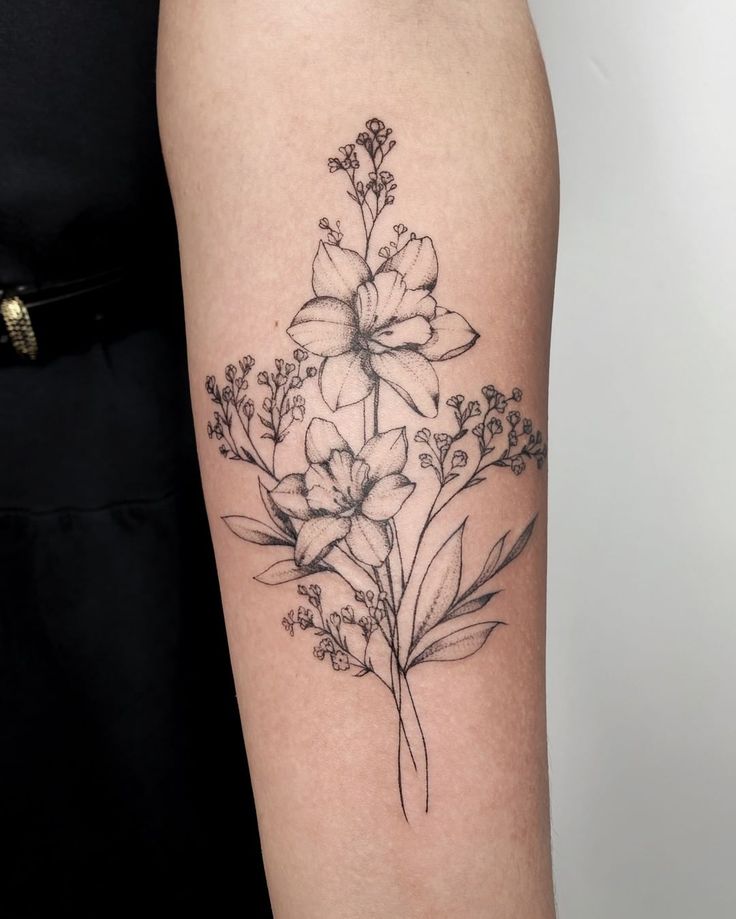 Bouquet Of Birth Flowers Tattoo