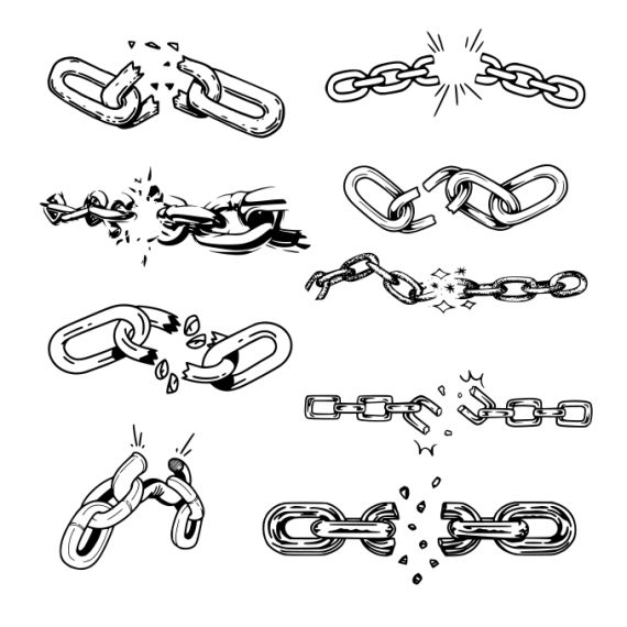 Broken Chain Tattoo Set Vector Eps Svg Onlygfx Com