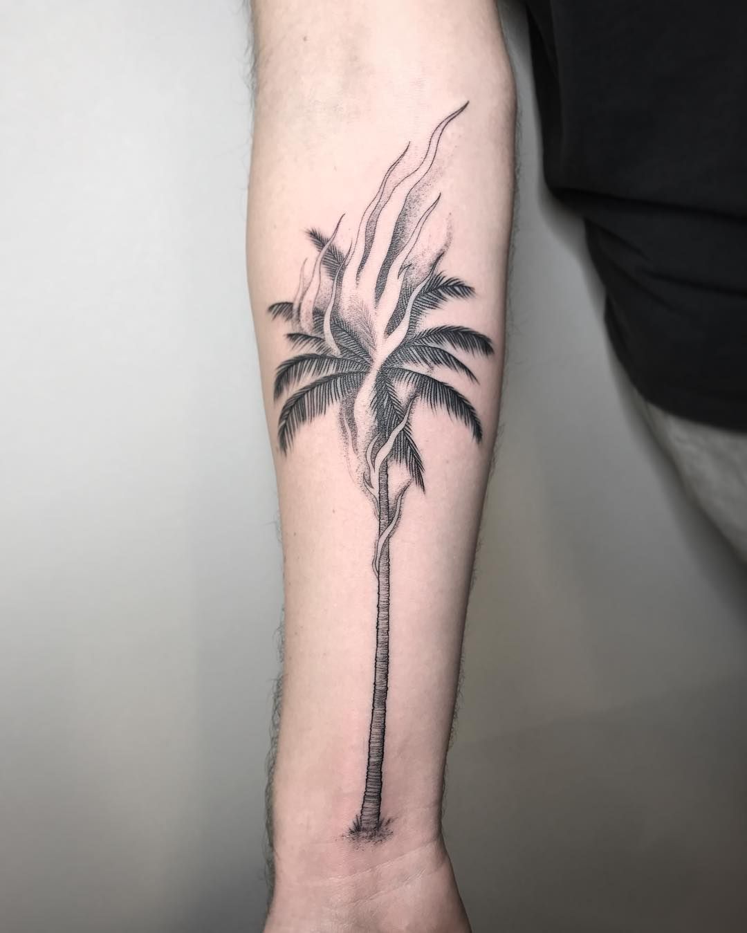 Burning Palm Tree Tree Tattoo Men Tattoo Designs Men Palm Tree Tattoo