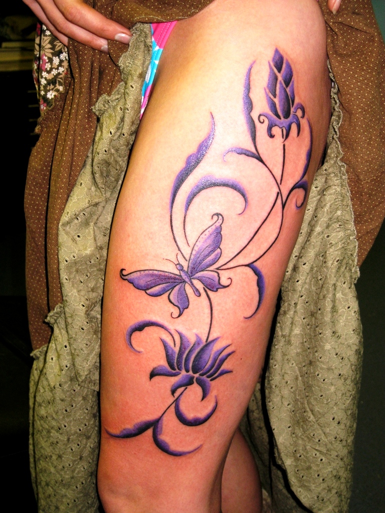 Butterfly Tattoos On Leg