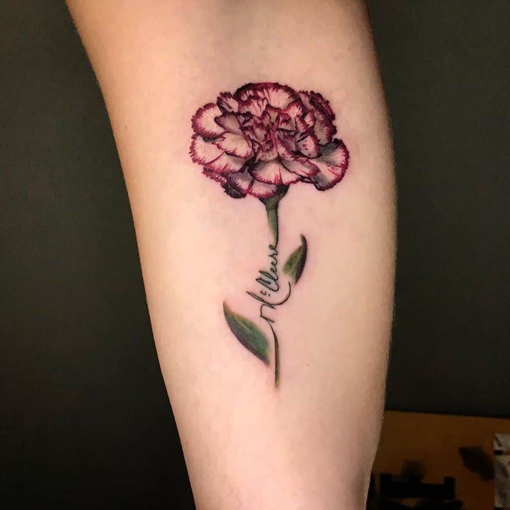 Carnation Handwriting Tattoos Name Flower Tattoo Carnation Tattoo