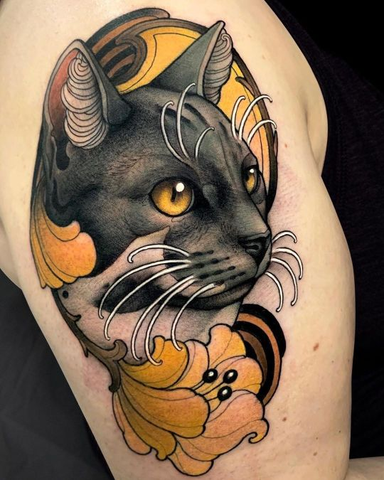 Cat Tattoos Are Always Awesome Check Out This Color Neo Traditional