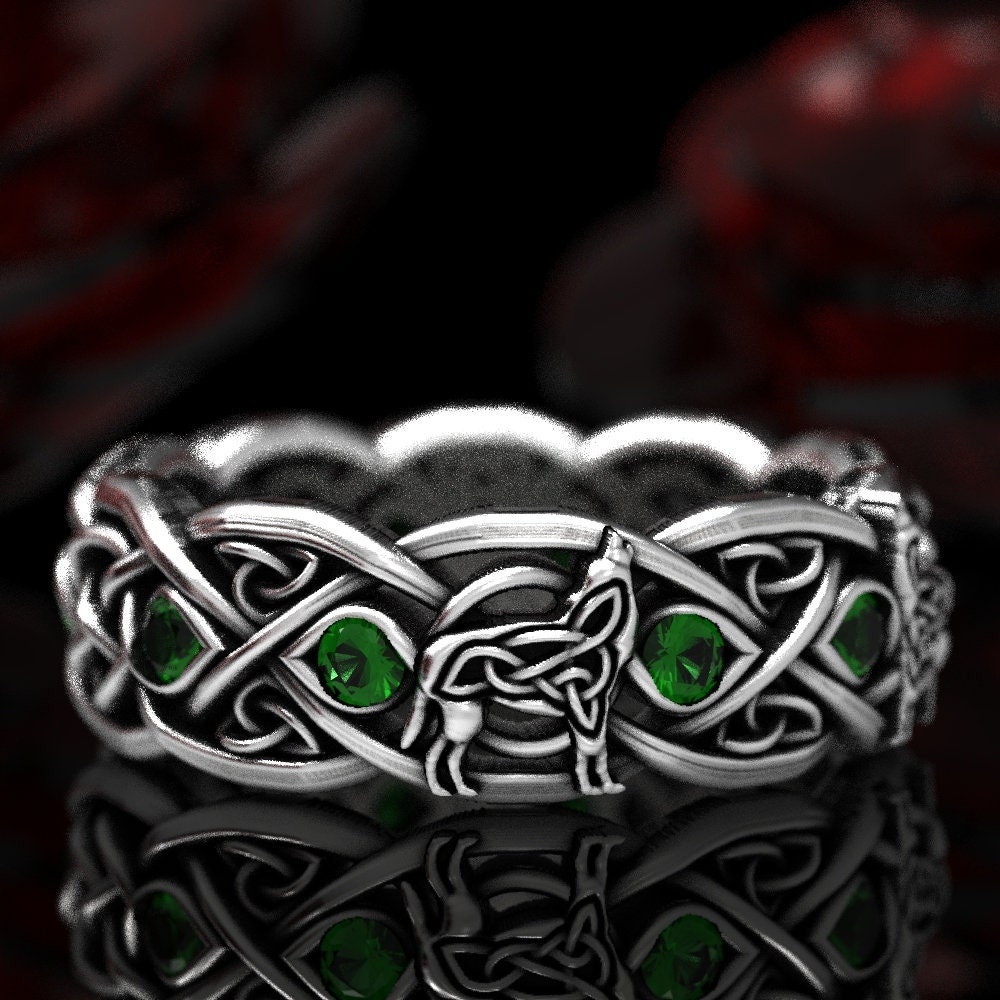 Celtic Wolf Ring Wolf Knot Celtic Wedding Ring Wolf Wedding Etsy